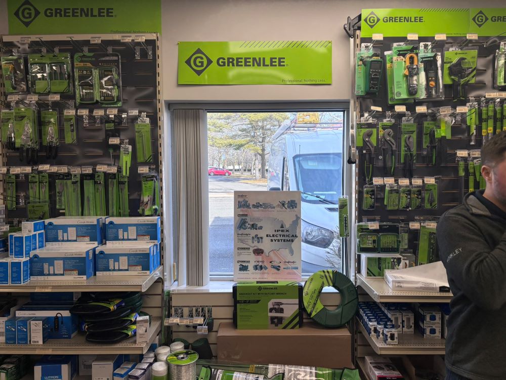 Greenlee tool display and jobsite supplies inside Revco Bohemia